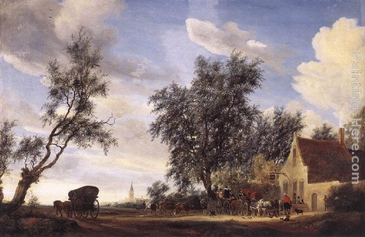 Salomon van Ruysdael Halt at an Inn